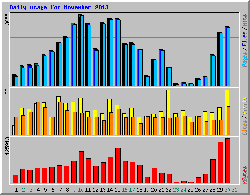 Daily usage for November 2013