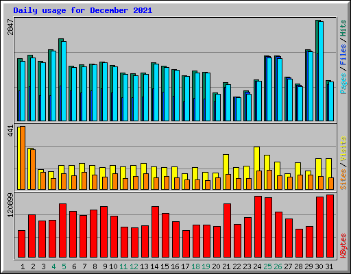 Daily usage for December 2021